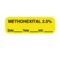 Nevs Label, Methohexital 2.5% 1/2" x 1-1/2" Yellow w/Black LANT-1032D - alternate 1